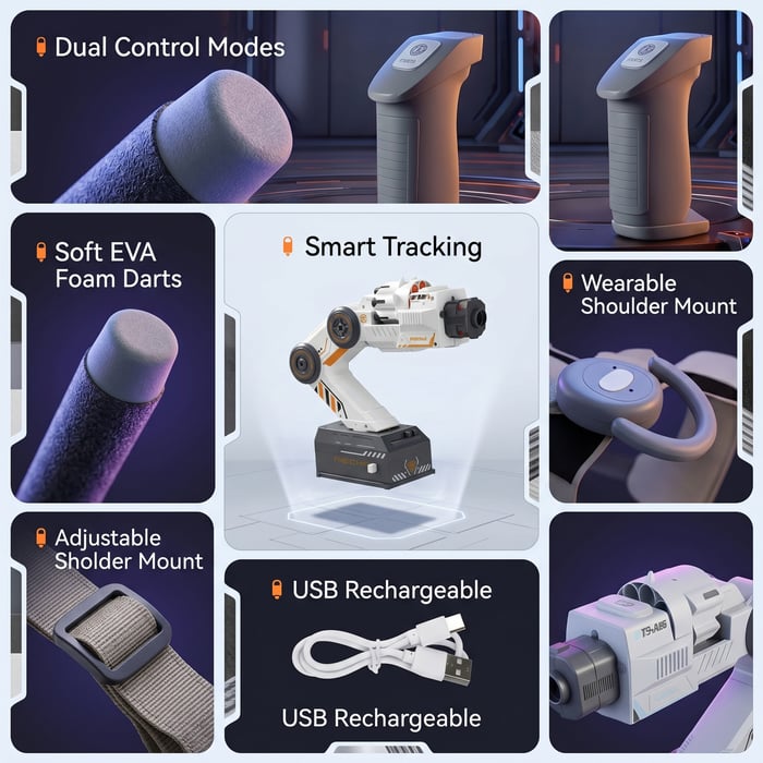 Smart Tracking Robotic Arm Blaster | Dual Control, Hands-Free STEM Fun!