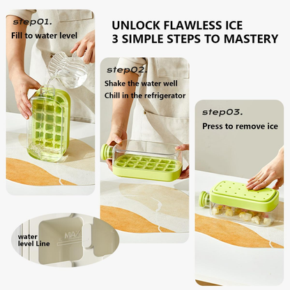 🧊2in1 Touch Free Ice Cube Tray Water Bottle Come Easy To Take Ice By Pressing Suitable