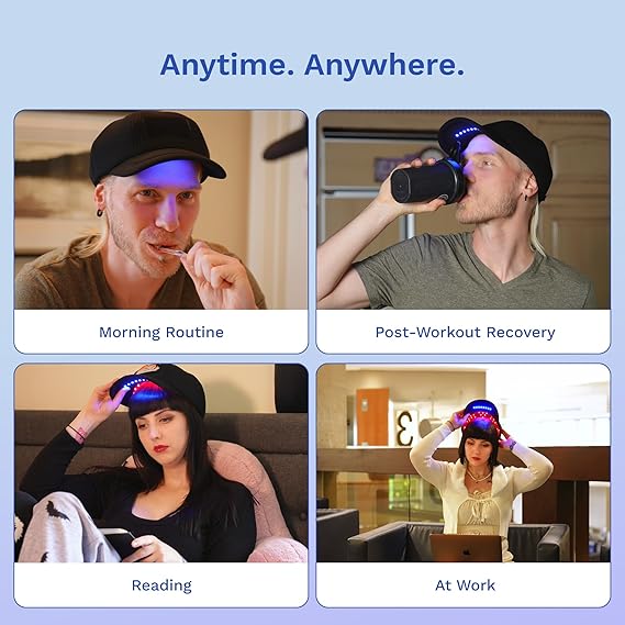 Cap: Wireless Red & Blue Light Therapy Cap for Scalp Health, Energy, and Self-Care | Red Light Therapy on the Go for Men & Women