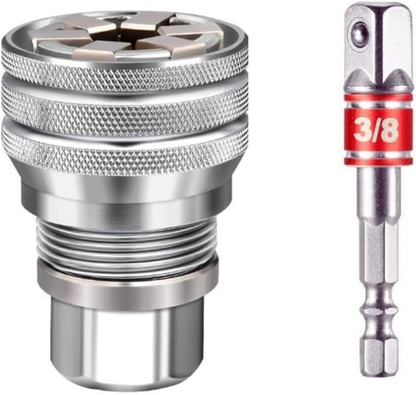 Universal Adjustable Socket Wrench with Adapter, 10-19mm, 3/8''-3/4'' Ratchet Wrench, Updated Adjustable Drive Socket Wrench Sleeve for 3/8" Drive Ratchet Torque Wrench and Power Drill