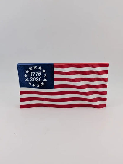 5.5" USA 250th Anniversary Articulated Waving Flag with Internal Magnets