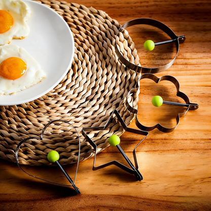 🔥🍳5 pcs Stainless Steel Egg Rings - Non-Stick Pancake Molds