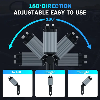 🔥🔥Car Charger with Starlight, 4 in 1 Retractable 66W USB C Car Charger with 2 USB Ports, Fast Car Charger Compatible with iPhone 16 and Android