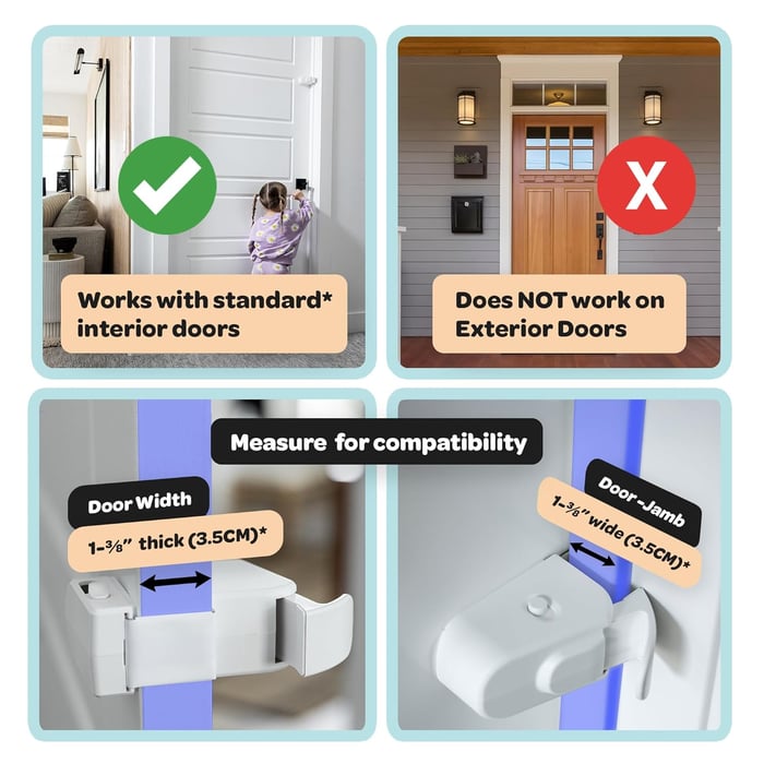 Huglock - The Adjustable Snap-On Door Lock - No Tools or Adhesives Required - Works With Door Knob, Lever or Handle