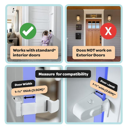 Huglock - The Adjustable Snap-On Door Lock - No Tools or Adhesives Required - Works With Door Knob, Lever or Handle