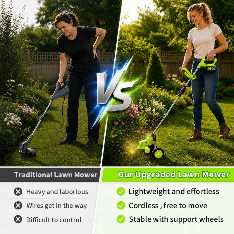 Lightweight 21V Cordless 3-in-1 Grass Trimmer, Weed Wacker & Brush Cutter