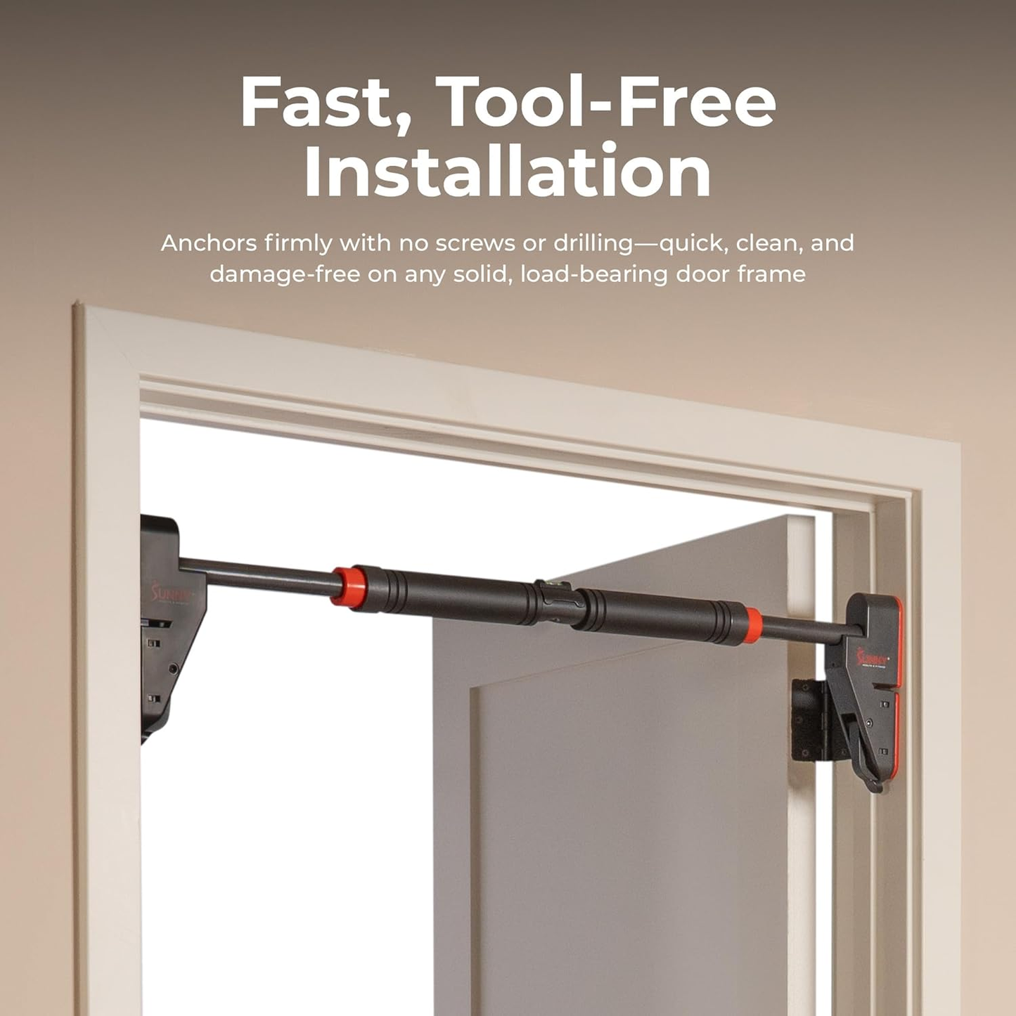 330LBS Pull Up Bar Adjustable 28"-38" No Drill Tools Installation Damage Free for Door Room Wall