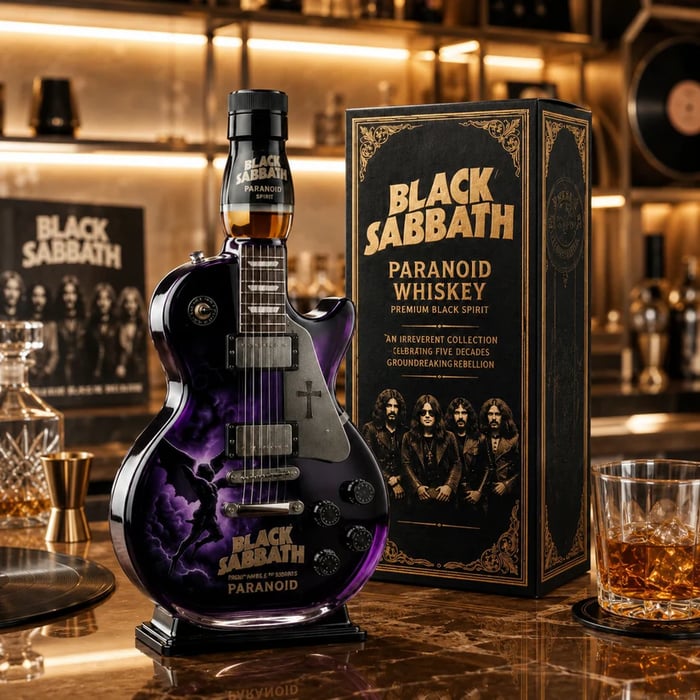 🎸Black - Sabbath Paranoid Guitar Collectible Glass Decanter🎸
