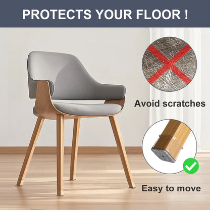 Square Chair Leg Floor Protectors, Furniture felt pads for Hardwood Floors, furniture Sliders for Chair Legs, Floor Protectors for Chairs, reduces noise Silicone Chair Leg Caps Cover, Large, Clear