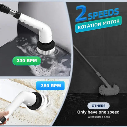 🫧🧼Electric Spin Scrubber, Cordless Shower Scrubber Full-Body IPX7 Waterproof, Electric Cleaning Brush with 4 Replaceable Brush Headsand 3 Adjustable Extension Handle