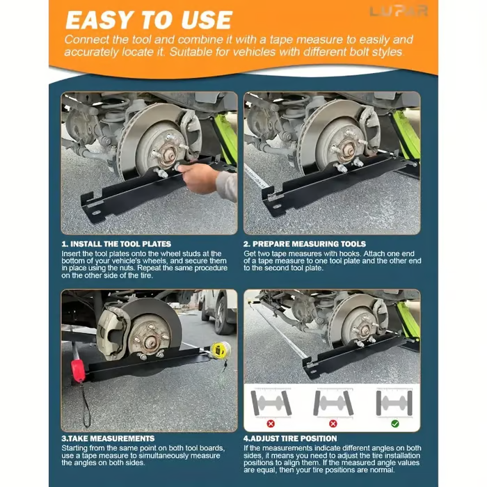 🛠️Pair of Wheel Alignment Tools – Heavy-Duty Toe-In Positioning Plates with Hanging Holes for Easy Wall Storage