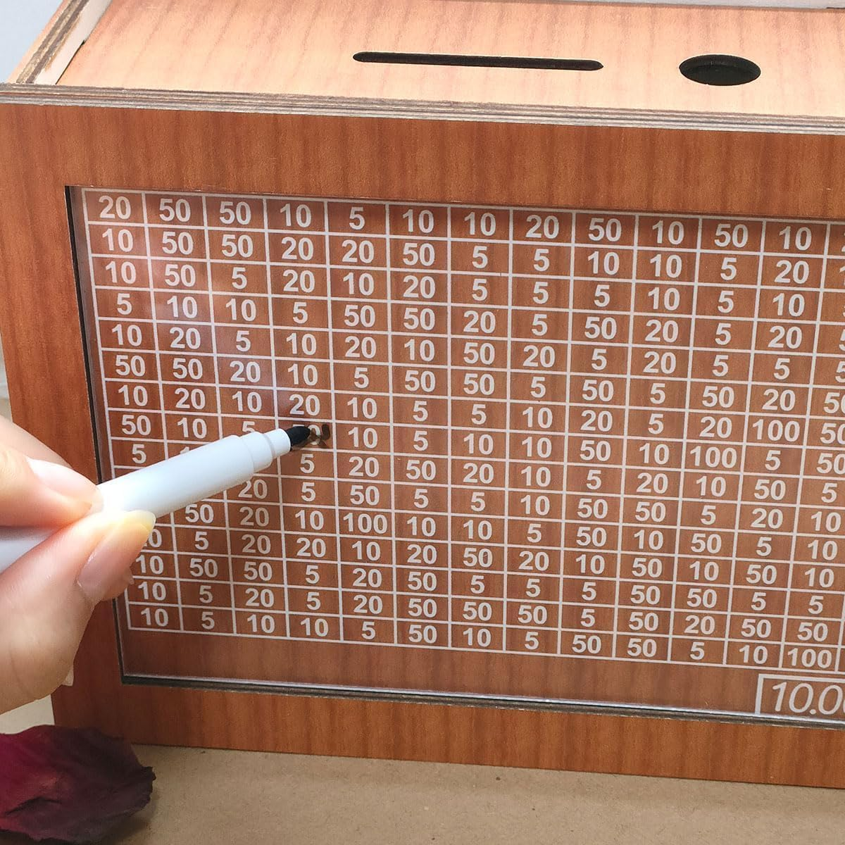 💰️💰️Cash Vault Wooden Savings Box,Wooden Money Box with Target and Numbers,Piggy Bank for Child Adults