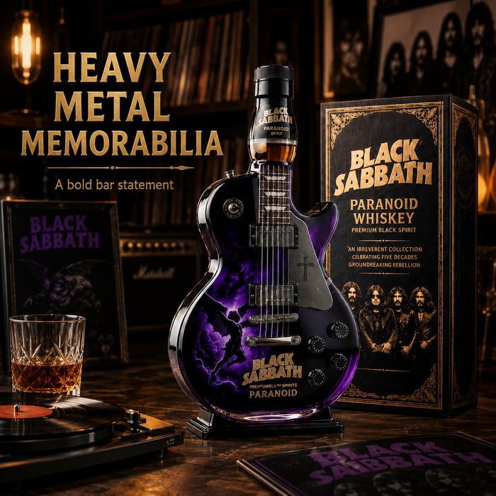 🎸Black - Sabbath Paranoid Guitar Collectible Glass Decanter🎸