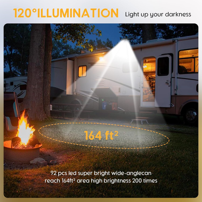 Solar Motion Lights Outdoor 92 LED Beads Outdoor Motion Activated Flood Lights Compatible with RV Camper Trailers Truck Table Boat Dock
