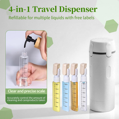 🔥4 in 1 Travel Dispenser, 4 Pack 30ML Travel Bottles for Toiletries