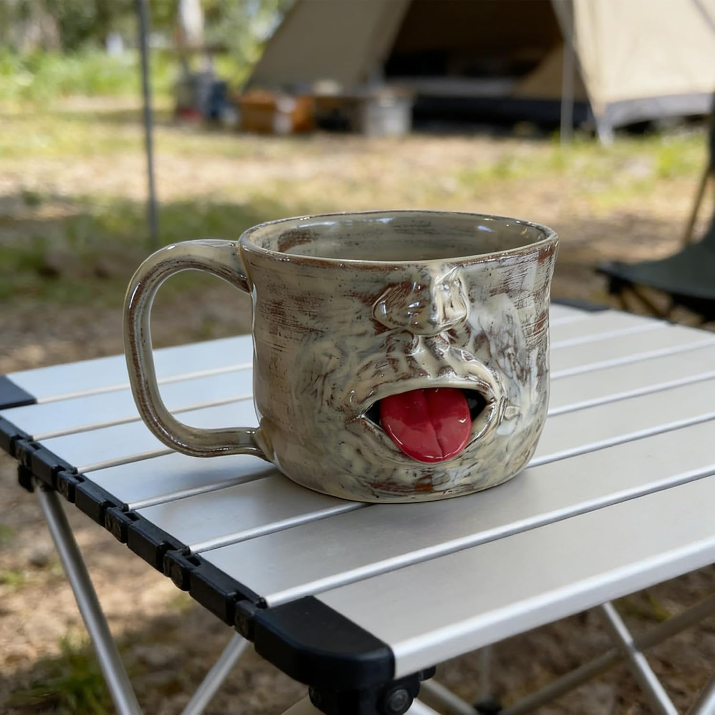 🔥🔥Handmade Face Shaped Ceramic Mug,  Funny Tongue Out Facial Ceramic Mug
