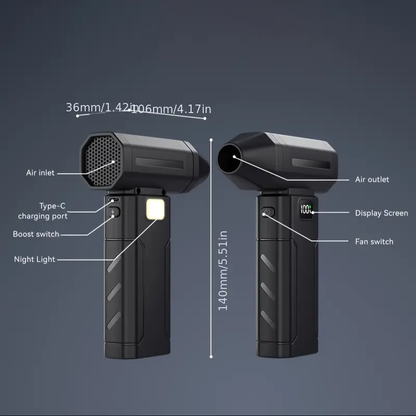 ✨️✨️High-Speed Brushless Air Purifier 100000rpm Turbo Fan🔋, 6000mah LED Light, Long-Lasting, 6 Speed Adjustable, Portable Handheld Blower, USB Rechargeable Fan