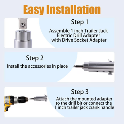 Trailer Jack Drill Adapter with Socket Bit Attachment