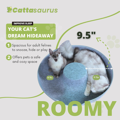 🐱🐱Cat Cave Donut for Multiple & Large Cats up to 30-45 lbs, 3-in-1 Self Warming Cat Bed, Tunnel & Scratcher