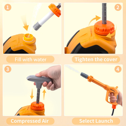 Kids Clean Car Wash Toy Toddler Cleaning Set Car Washing Kit,Powerful Manual Pressure Washer with Scraper,Sponge,Rag
