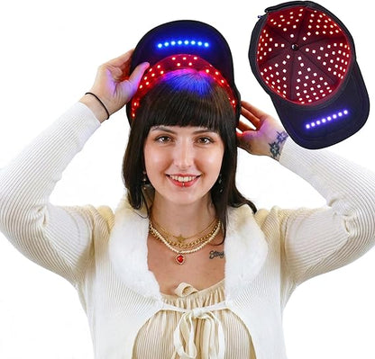 Cap: Wireless Red & Blue Light Therapy Cap for Scalp Health, Energy, and Self-Care | Red Light Therapy on the Go for Men & Women