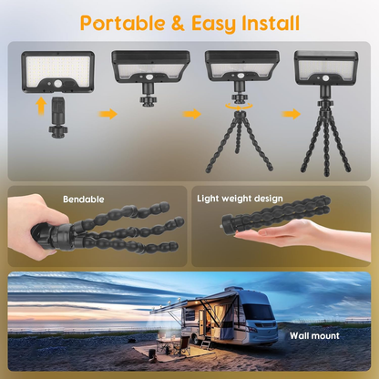 Solar Motion Lights Outdoor 92 LED Beads Outdoor Motion Activated Flood Lights Compatible with RV Camper Trailers Truck Table Boat Dock