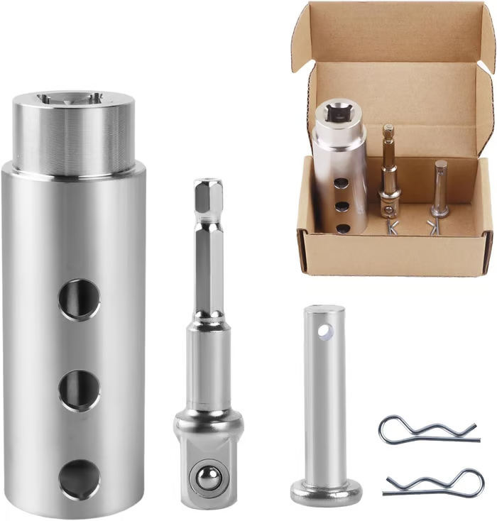 Trailer Jack Drill Adapter with Socket Bit Attachment