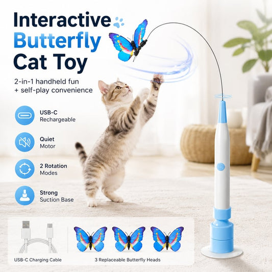 Electric Butterfly Cat Wand for Indoor Cats