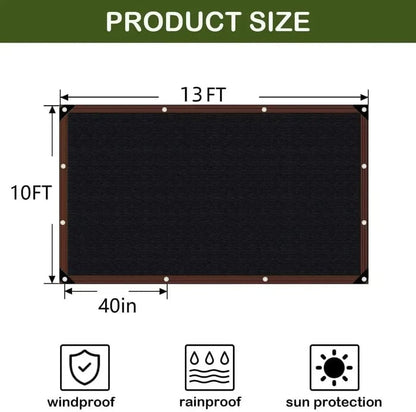 10x13 FT Sunshade Netting with Grommets - 70‑90% Shading PE Mesh Cloth for Garden, Patio, Greenhouse & Outdoor Use
