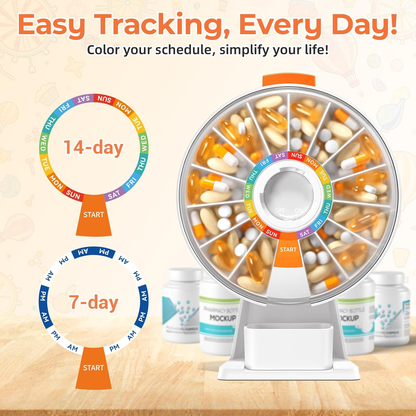 💊💊Large Fun Pill Dsipenser, Daily Pill Box for 7 or 14 Days, Wall-Mountable or Tabletop Weekly Pill Organizer Hold for Medicine, Vitamin or Supplements