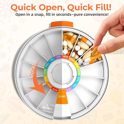 💊💊Large Fun Pill Dsipenser, Daily Pill Box for 7 or 14 Days, Wall-Mountable or Tabletop Weekly Pill Organizer Hold for Medicine, Vitamin or Supplements