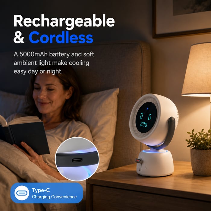 Smart Head Tracking Fan, 150° Auto-Follow Bathroom Sink Vanity Fan