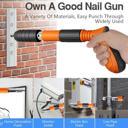 Manual Mini Steel Nail Gun with 50 Nails, 5 Gears Power Adjustment, Compact Manual Fixing Tool for Household Woodworking & Light Wall Mounting