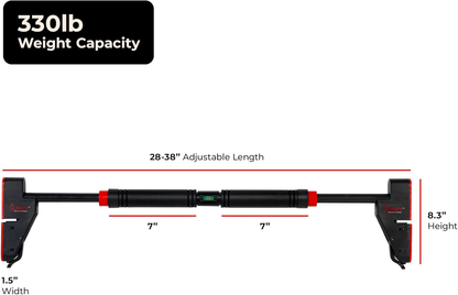 330LBS Pull Up Bar Adjustable 28"-38" No Drill Tools Installation Damage Free for Door Room Wall