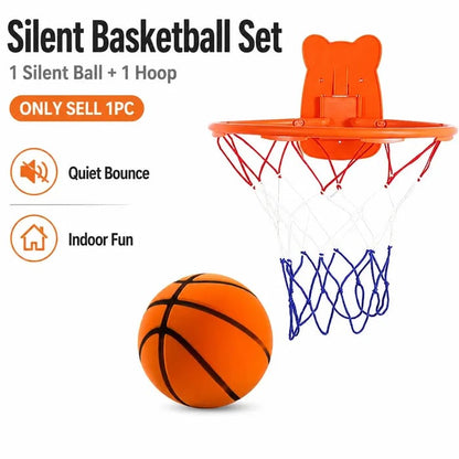 🏀⛹️Quiet Indoor Basketball Set, Noise-Free Rebound Ball & Hoop, Quiet Practice Ball, Noiseless Rebound Ball and Hoop for Silent Indoor Play