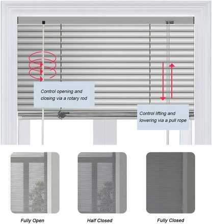 Aluminum Venetian Blind, No Drill Light Filtering Mini Blinds
