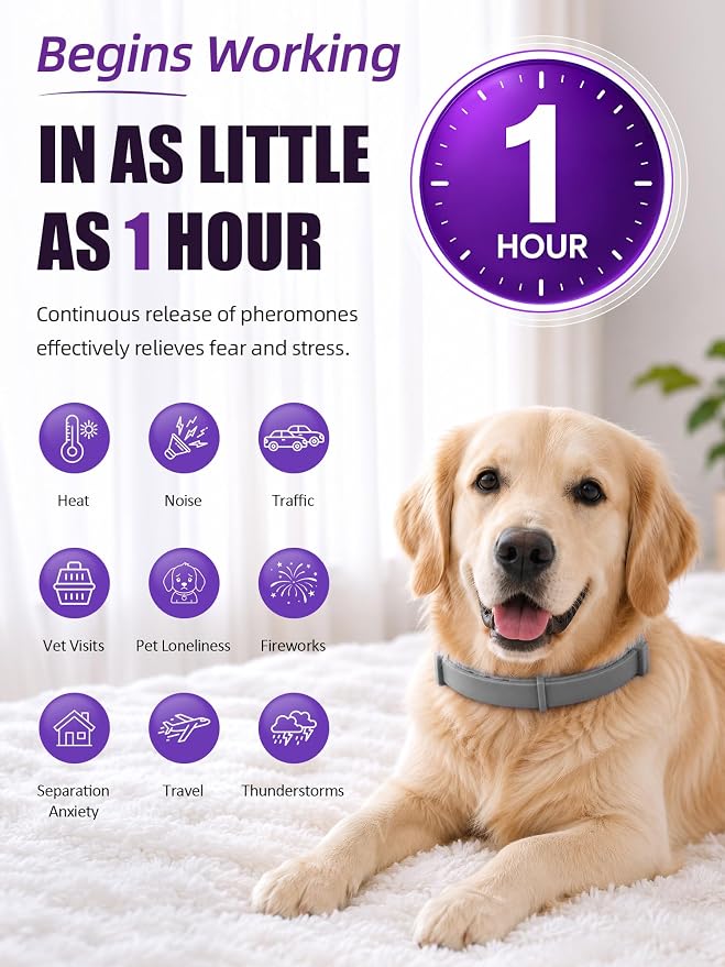 Calming Collar for Dogs 4 Pack, Adjustable Dog Calming Collar for Barking, 60-Day Waterproof Pheromone Collars for Dog for Separation Anxiety, Bad Behavior & Stress Support