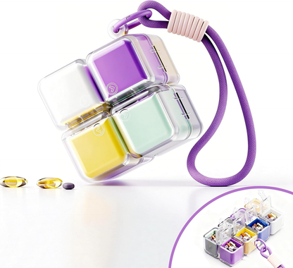 Weekly Pill Organizer - Foldable Travel Pill Organizer Magic Cube - Large Daily Pill Case for Fish Oil, Medicine, Vitamins, Supplements, Sugar