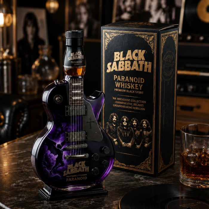 🎸Black - Sabbath Paranoid Guitar Collectible Glass Decanter🎸