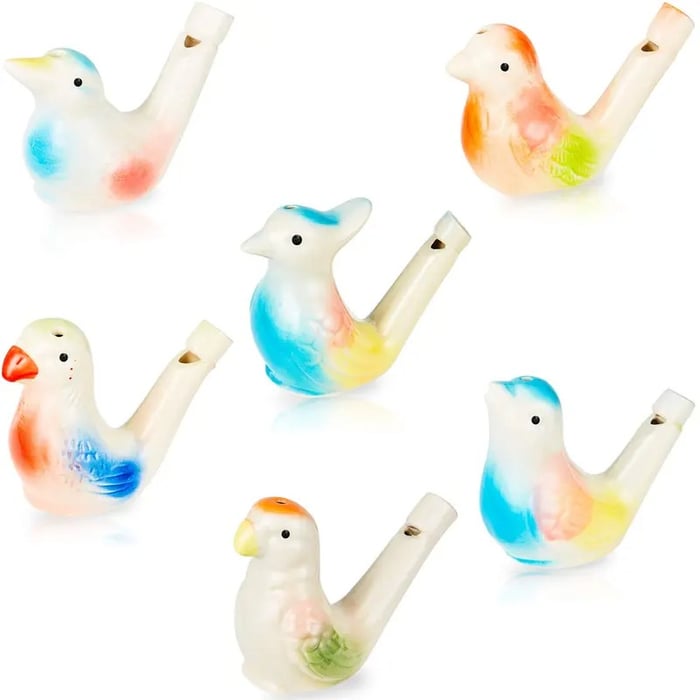 🐦️🎵Ceramic Water Bird Whistles – 6PCS Handmade Colorful Bird Call Toys