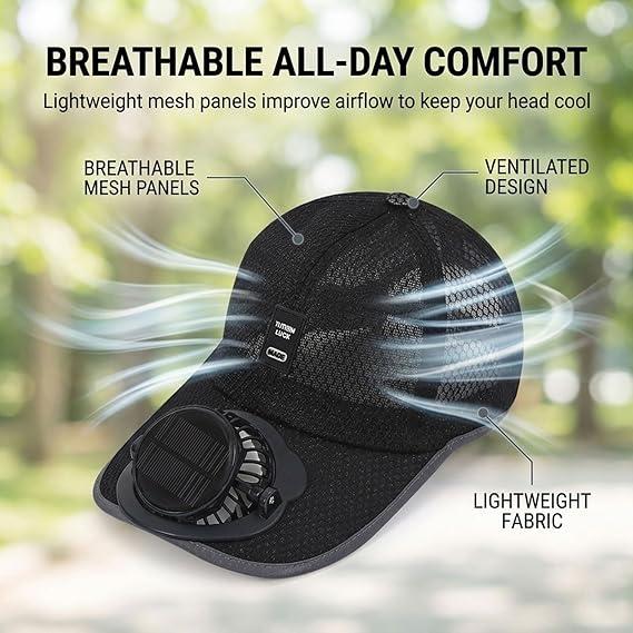 🔥🔥2026 Upgrade Solar Rechargeable Peak Cap, Men Women Cooling Sport Fan Hat USB Charging Fishing Camping Beach Hat