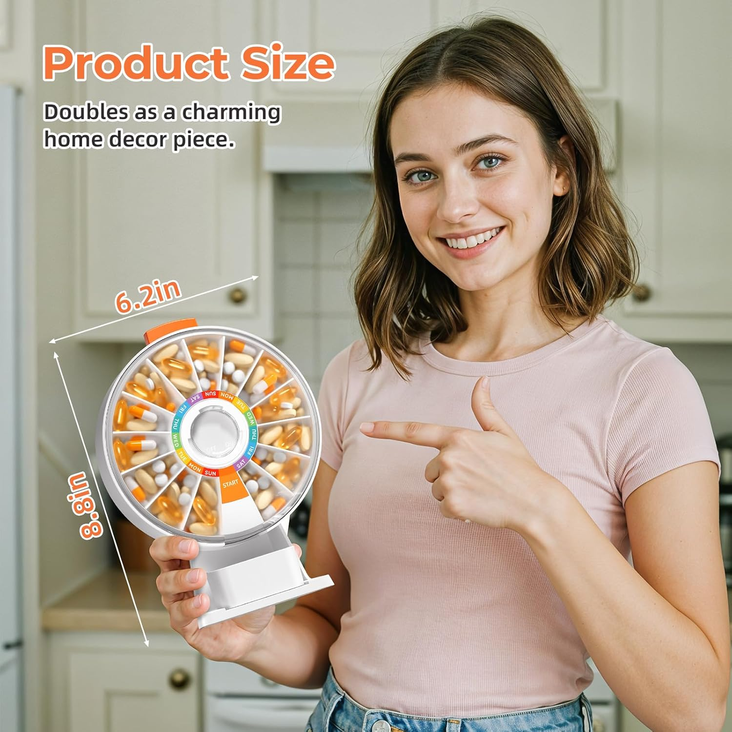 💊💊Large Fun Pill Dsipenser, Daily Pill Box for 7 or 14 Days, Wall-Mountable or Tabletop Weekly Pill Organizer Hold for Medicine, Vitamin or Supplements