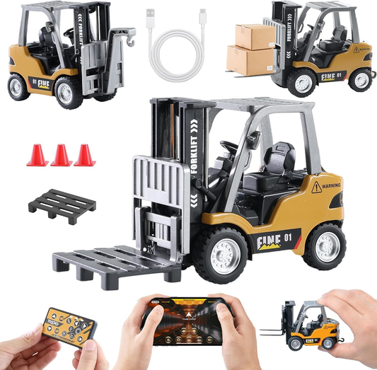 🔥1/64 Mini Rechargeable Remote Control Forklift  Truck