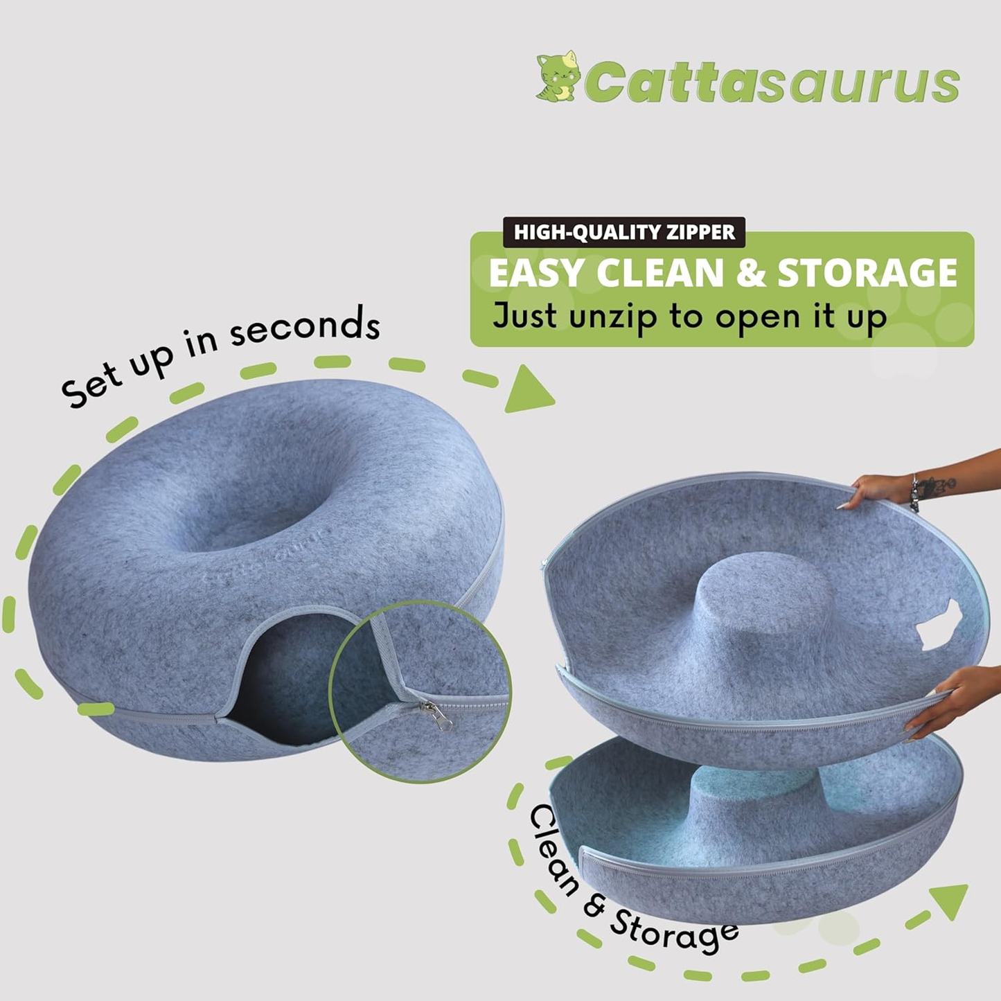 🐱🐱Cat Cave Donut for Multiple & Large Cats up to 30-45 lbs, 3-in-1 Self Warming Cat Bed, Tunnel & Scratcher