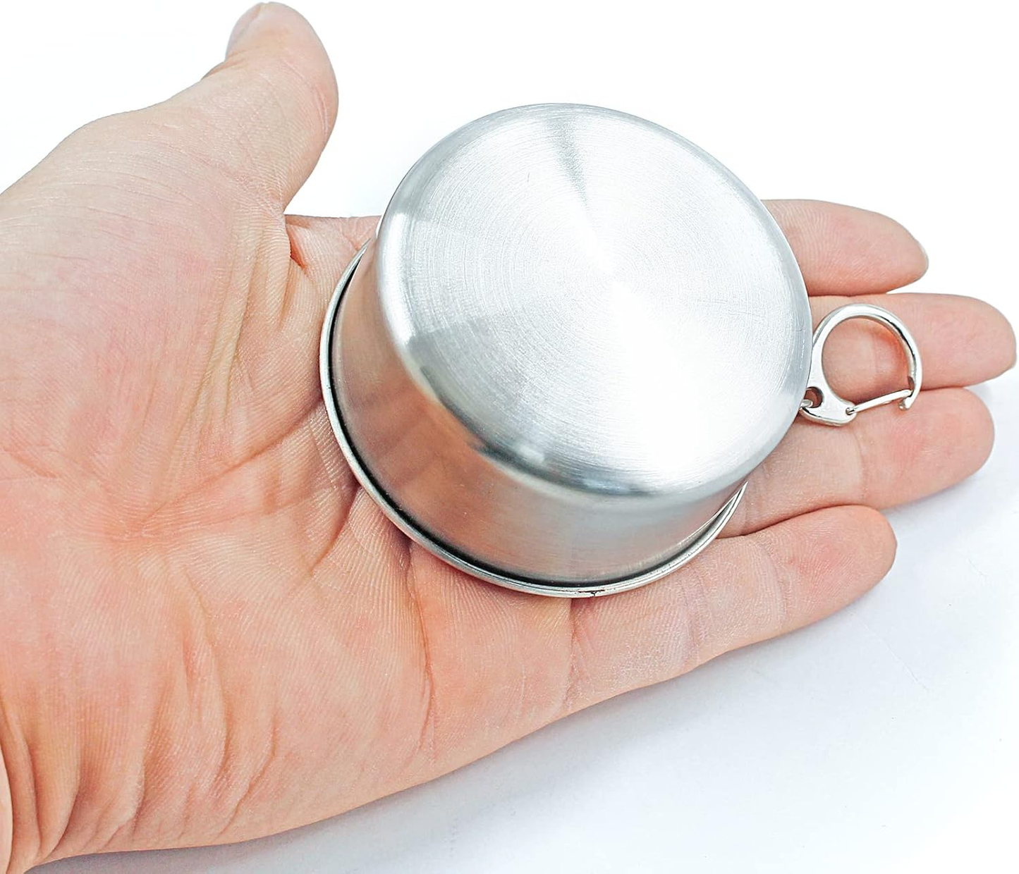 🎁💐2 PCS Collapsible Travel Cup With Keychain, Stainless Steel Folding Camping Cup