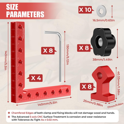 Corner Clamps for Woodworking, 90 Degree Right Angle Clamp 5.5" Aluminum Alloy Clamping Positioning Squares Woodworking Tools