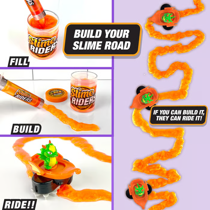 🔥【2026 New】🐉🏎️  Slime Riders Race Track Builder – Motorized Rechargeable Dragon Car with Slime Track Set
