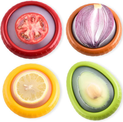 ✨️✨️4PCS Silicone Saver - as Onion Saver & Lemon Saver, Avocado Keeper, Tomato Saver, and More - Anti-Oxidation + Reusable Fruit and Vegetable Storage Containers for Fridge