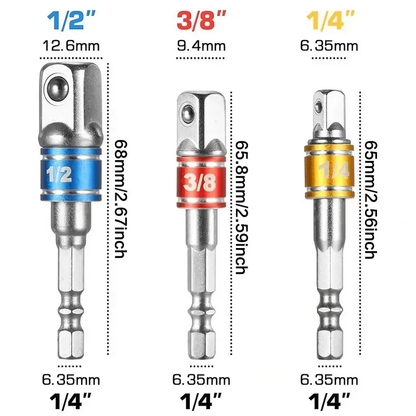 🛠️🛠️3 PCS Impact Grade Socket Adapter/Extension Set -1/4", 3/8", 1/2"