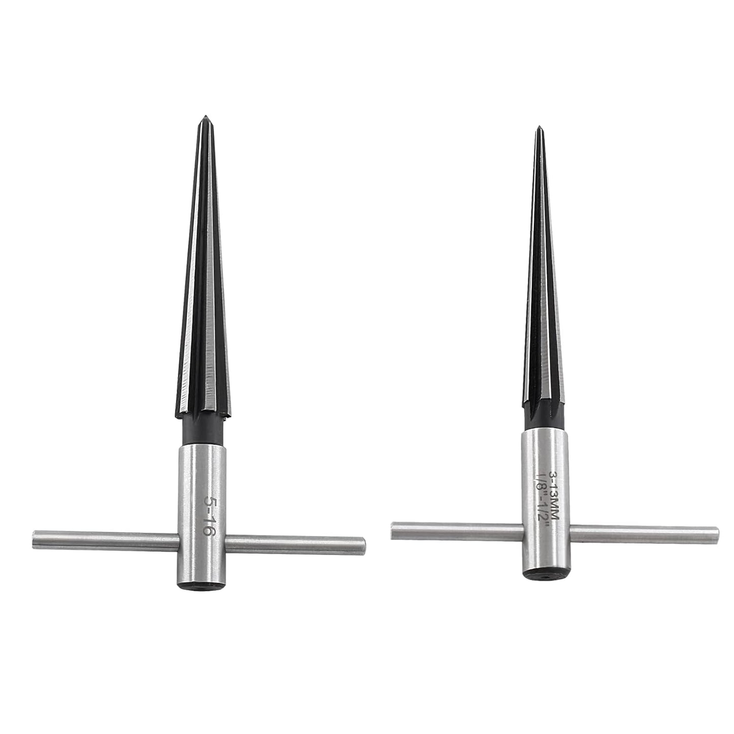 T Handle Tapered Reamer Set, 1/8"-1/2" (3-13mm) & 3/16"-5/8" (5-16mm) Bridge Pin Hole Handle Tapered Reamers